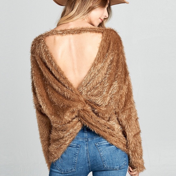 NWT• Reversible Latte Knotted Sweater•MADE IN 🇺🇸 - Picture 2 of 8